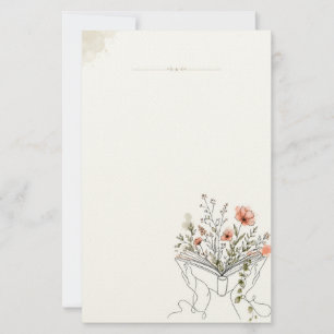Blooms Book Botanical Line Art Stationery Paper