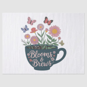 Blooms & Brews Design - Whimsical Floral Graphic Tissue Paper