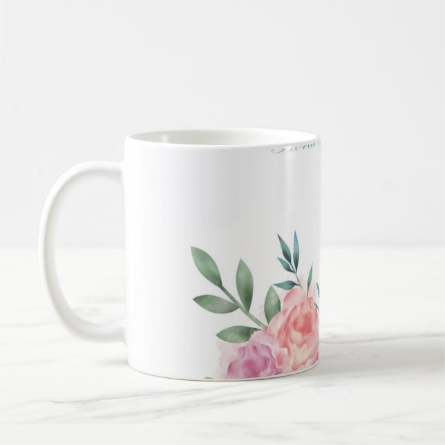 "Blooms in a Cup: Floral Elegance Mug" Coffee Mug (Left)