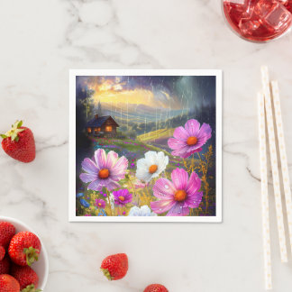 Blooms in Block: An Artistic Display Napkin