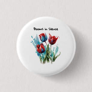  “Blooms in Silence” tulips' poetic design 3 Cm Round Badge