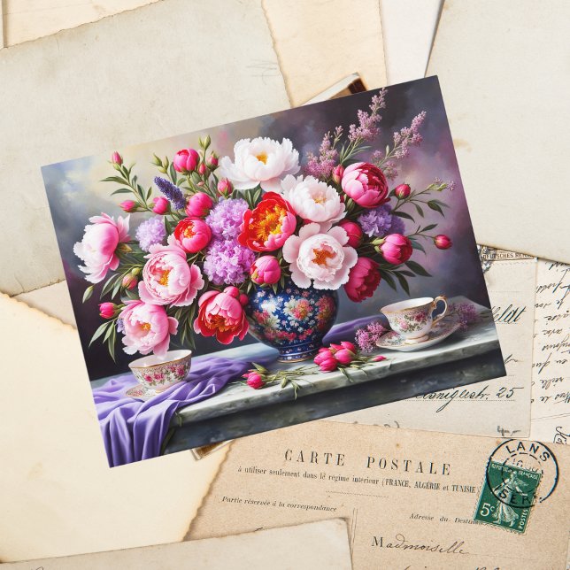 Blooms of Elegance: Oriental Bouquet Peonies  Postcard (Send elegance with Oriental Bouquet Peonies, perfect for sharing floral beauty.)