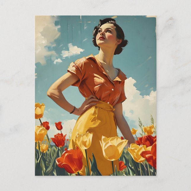 Blooms of Grace: Vintage Tulip Beauty Postcard (Front)