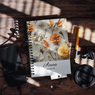 Blooms of Inspiration: Personalised College Ruled Notebook