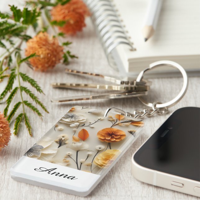 Blooms of Inspiration: Personalised  Key Ring (Front Right)
