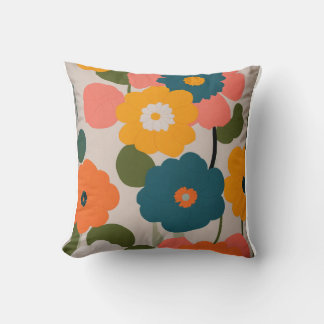 "Blooms of Joy: Colourful Flower-Adorned Cushion