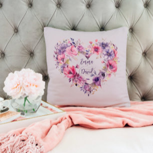 Blooms of Love Custom Names Valentine's Day Cushion