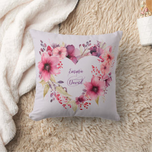 Blooms of Love   Custom Names   Valentine's Day Cushion