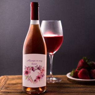 Blooms of Love Floral Heart Valentine's Day Wine Label
