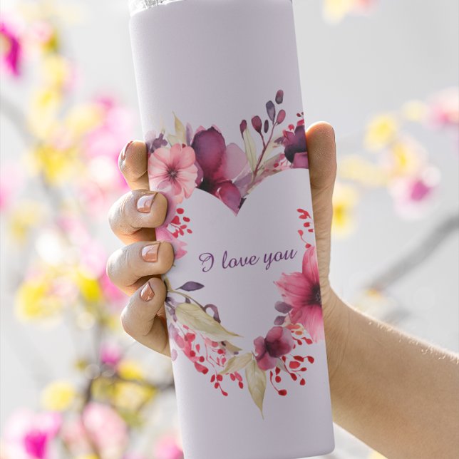 Blooms of Love | Floral | Violet | I Love You Thermal Tumbler (Creator Uploaded)
