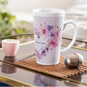 Blooms of Love Floral Wreath Valentine's Day Latte Mug