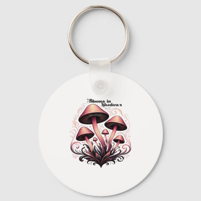 Blooms Shadows - Whimsigoth Mushroom Art Pastel Go Key Ring (Front)