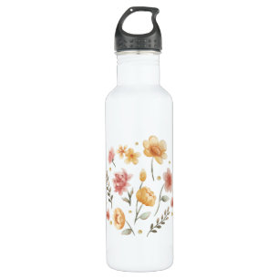 Bloomy flowers and leaves watercolor 710 ml water bottle