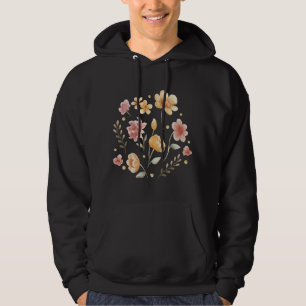 Bloomy flowers and leaves watercolor hoodie