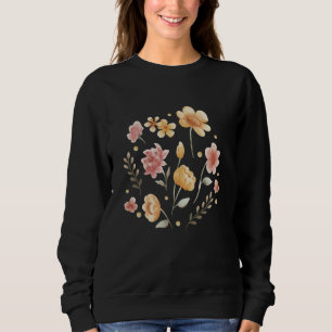 Bloomy flowers and leaves watercolor sweatshirt