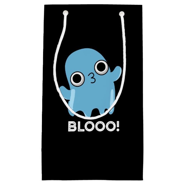 Blooo Funny Blue Ghost Pun Dark BG Small Gift Bag (Front)