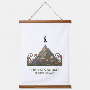 Blossom & Balance Yoga Tree Pose Spring Harmony Hanging Tapestry
