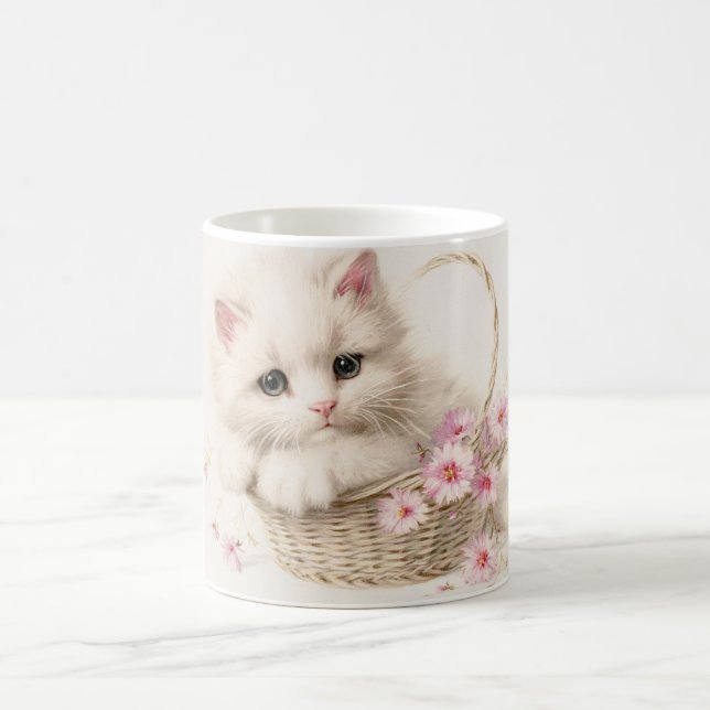 Blossom Basket Kitten Coffee Mug (Center)