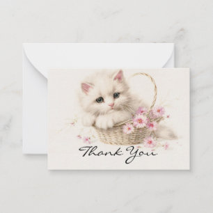 Blossom Basket Kitten Thank You Card