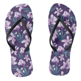 Blossom Bliss on Dark Purple Thongs