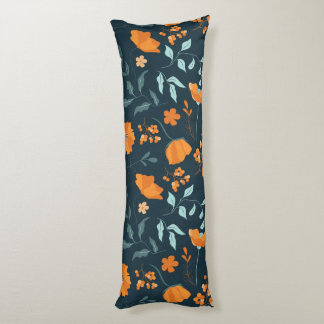 Blossom Bliss Orange Floral Body Pillow 