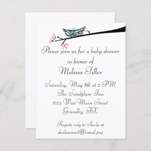 Blossom Branch and Nest Baby Shower Invitation