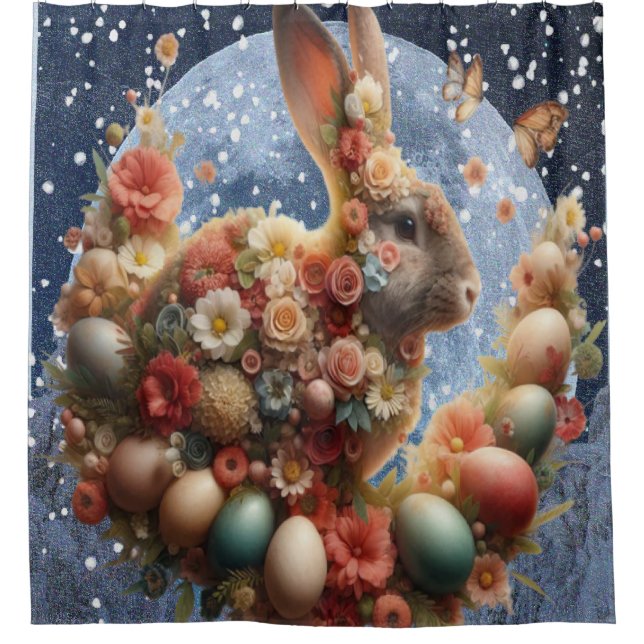 Blossom Bunny Easter  Shower Curtain (Front)