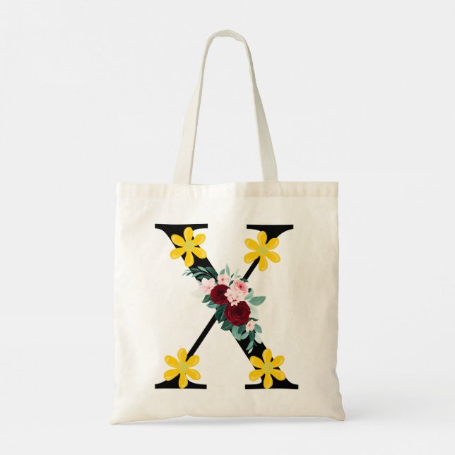 Blossom Contrast – Romantic Rose & Daisy Tote Bag (Back)
