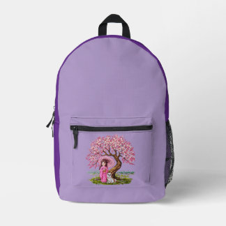 Blossom Dreams: Kimono Girl & Puppy Printed Backpack