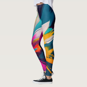 Blossom Dreams – Vibrant Abstract Floral Burst Leggings