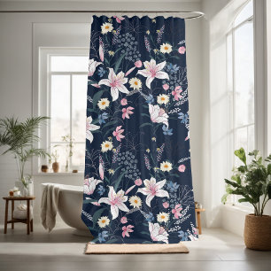 blossom floral decorative eye-catching shower curtain