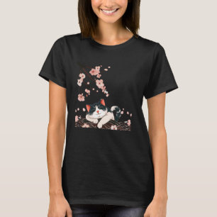 Blossom Floral Kitten Lover Japanese Art Cute Cat T-Shirt