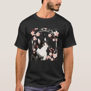 Blossom Floral Kitten Lover Japanese Art Cute Cat T-Shirt