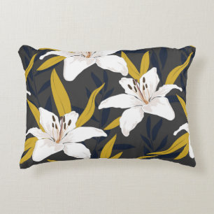 Blossom floral seamless pattern. Lily flowers with Decorative Cushion