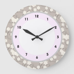 blossom flowers pink and grey florals clock