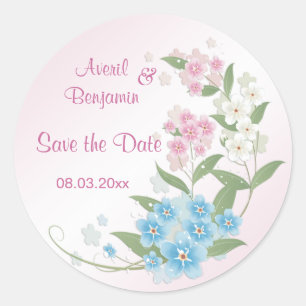 Blossom flowers Wedding Save the Date Classic Round Sticker
