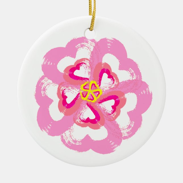 Blossom Hearts Ceramic Ornament (Front)