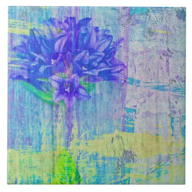 Blossom in Blue Violet Ceramic Tile (Front)