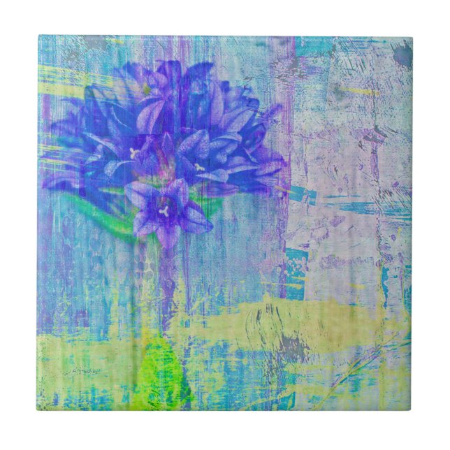 Blossom in Blue Violet Ceramic Tile (Front)