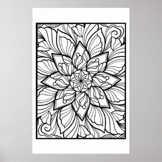 Blossom in Tranquility - A DIY Coloring Poste Poster