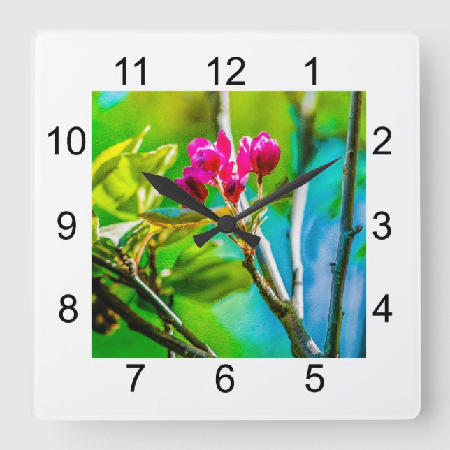 Blossom Inside Square Wall Clock (Front)