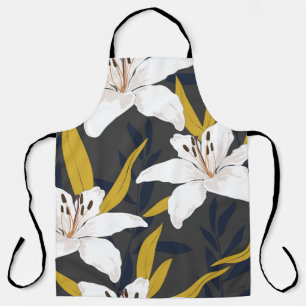 Blossom Lily: Trendy Floral Seamless. Apron