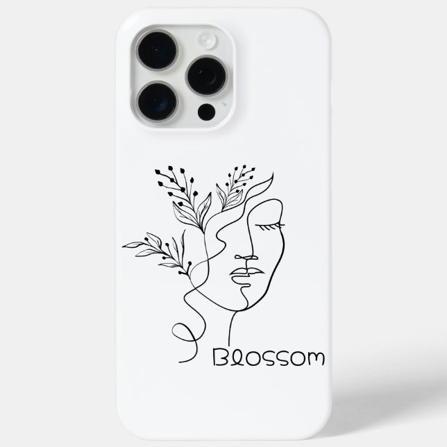 Blossom Line Art Woman Head Elegant Minimal Black Case-Mate iPhone Case (Back)