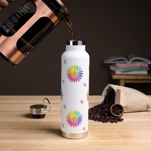 Blossom of Joy Rainbow Flower Water Bottle (Coffee)