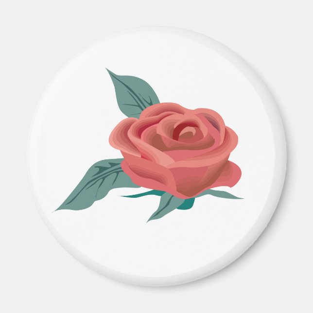 Blossom of rose flower with petals magnet (Front)