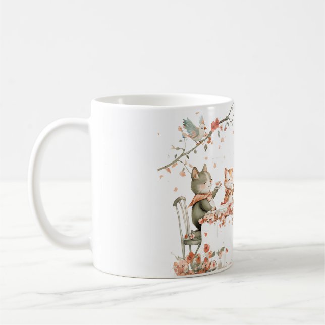 Blossom Party with Cats Coffee Mug (Left)