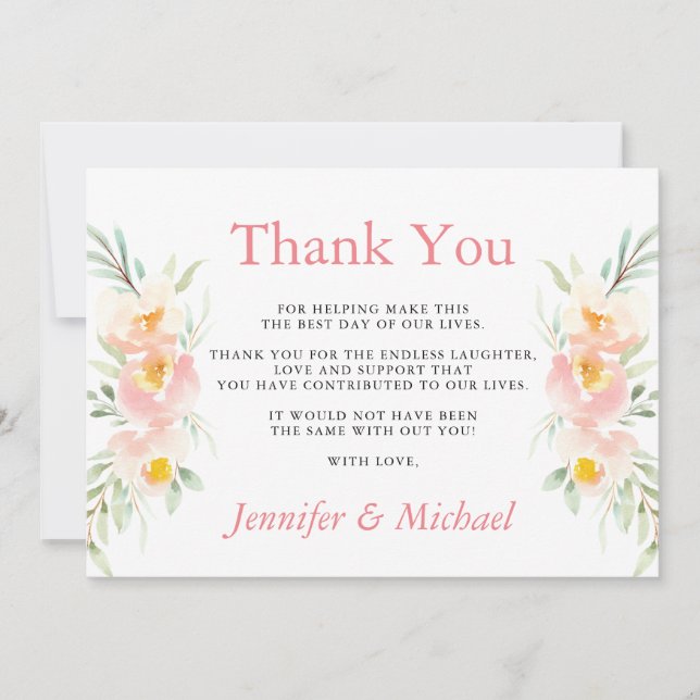 Blossom Peach Wedding Thank You Cards (Front)