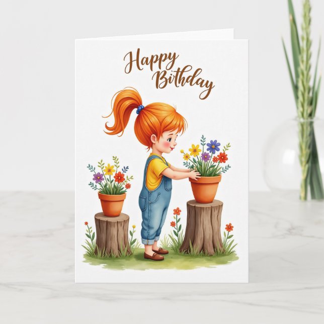 Blossom Potting Birthday Card (Front)