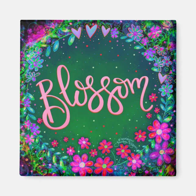 Blossom Pretty Fun Floral Modern Inspirivity Magnet (Front)
