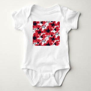 Blossom Red: Abstract Hand-Drawn Pattern. Baby Bodysuit